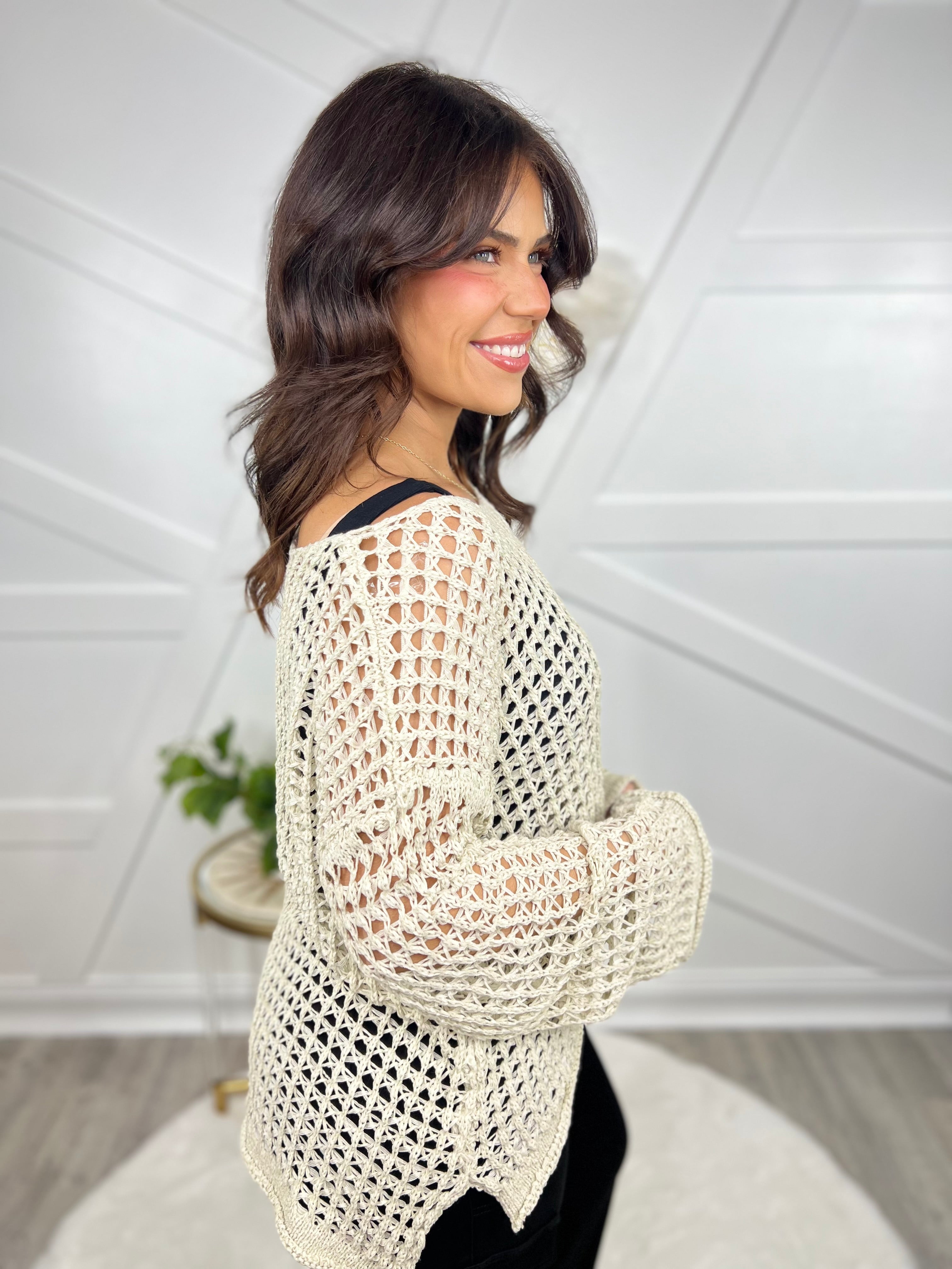 Taking Off Knit Top-120 Long Sleeve Tops-Pol-Heathered Boho Boutique, Women's Fashion and Accessories in Palmetto, FL