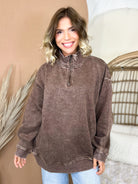 Grab & Go 3/4 Zip Sweatshirt-200 JACKETS/SHACKETS-ZENANA-Heathered Boho Boutique, Women's Fashion and Accessories in Palmetto, FL