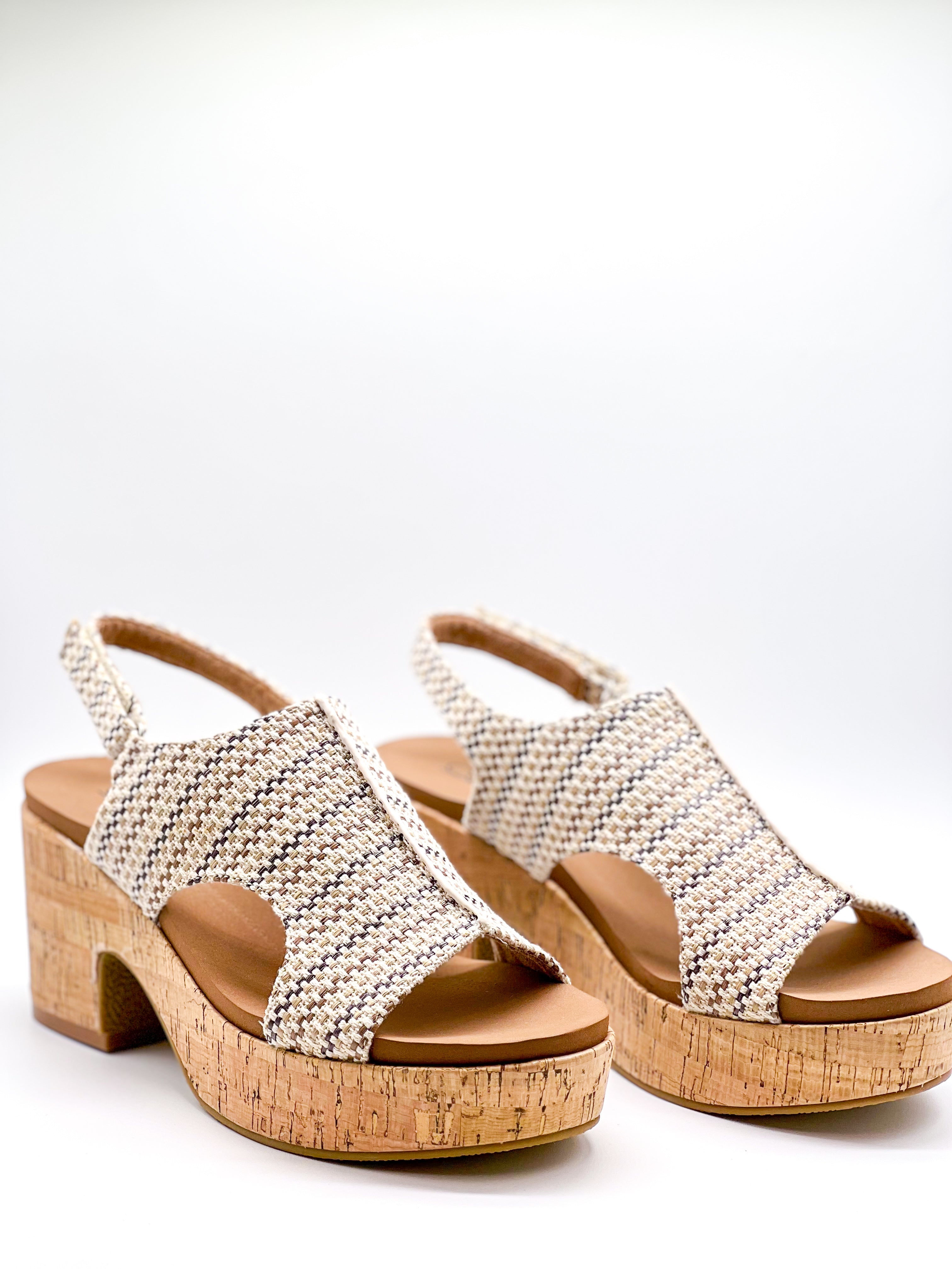 Miss Carley Wedges - Tan Multi-350 Shoes-Corkys-Heathered Boho Boutique, Women's Fashion and Accessories in Palmetto, FL