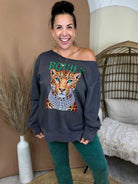 Boujee Diamond Cheetah Graphic Sweatshirt- Custom Cut-130 Graphic Tees-Heathered Boho-Heathered Boho Boutique, Women's Fashion and Accessories in Palmetto, FL