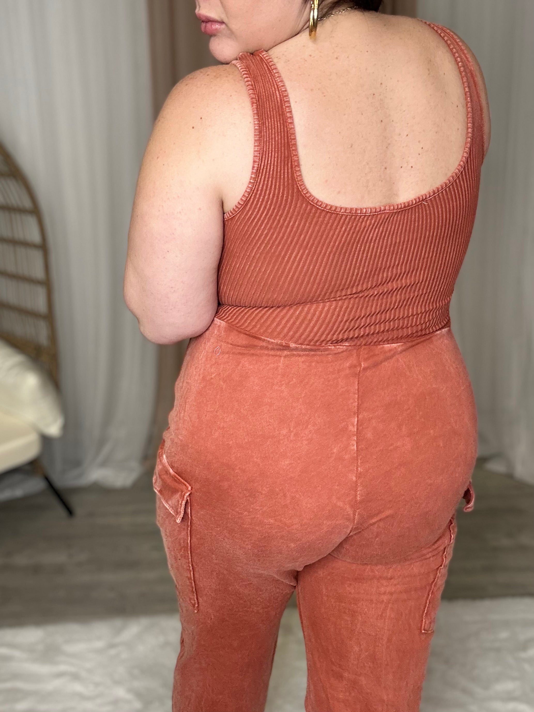 Super Waist Snatcher Mineral Wash Jumpsuit-230 Dresses/Jumpsuits/Rompers-J. Her-Heathered Boho Boutique, Women's Fashion and Accessories in Palmetto, FL