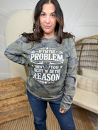 If I'm The Problem Graphic Long Sleeve-130 Graphic Tees-Heathered Boho-Heathered Boho Boutique, Women's Fashion and Accessories in Palmetto, FL