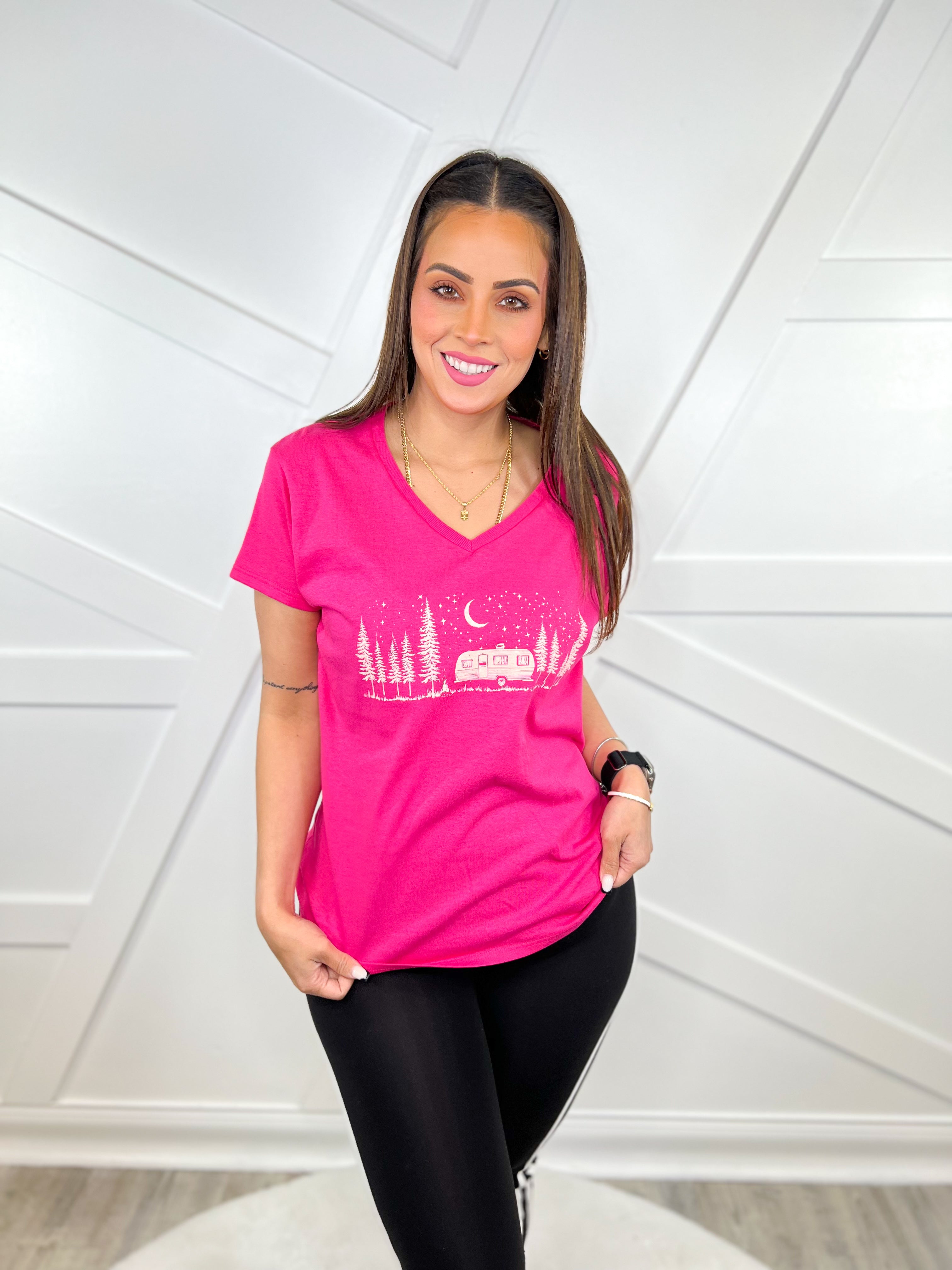 Camping Life Graphic Tee-130 Graphic Tees-Heathered Boho-Heathered Boho Boutique, Women's Fashion and Accessories in Palmetto, FL