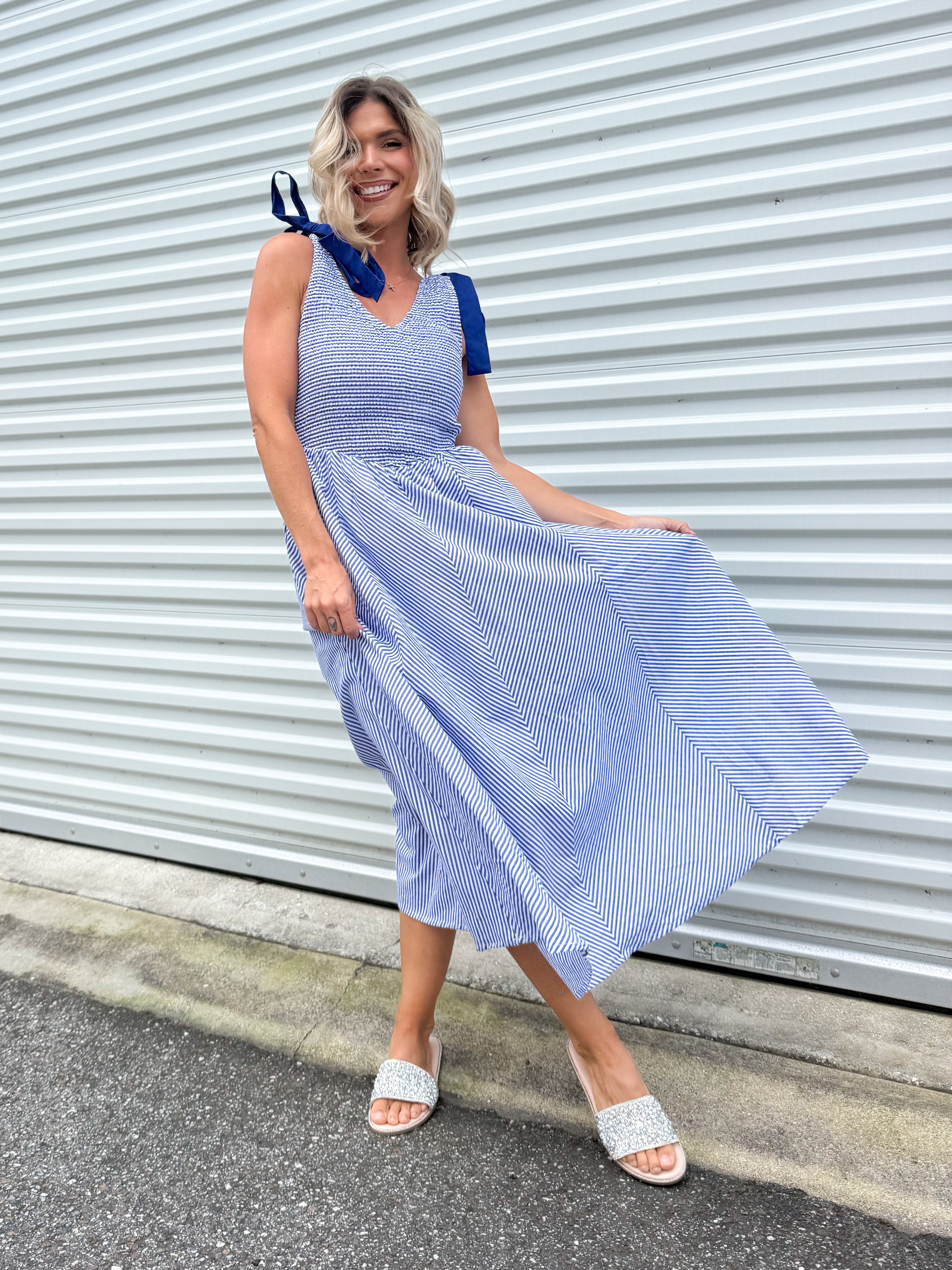Sunline Tie-Strap Dress-230 DRESSES/JUMPSUITS/ROMPERS-DAVI & DANI-Heathered Boho Boutique, Women's Fashion and Accessories in Palmetto, FL
