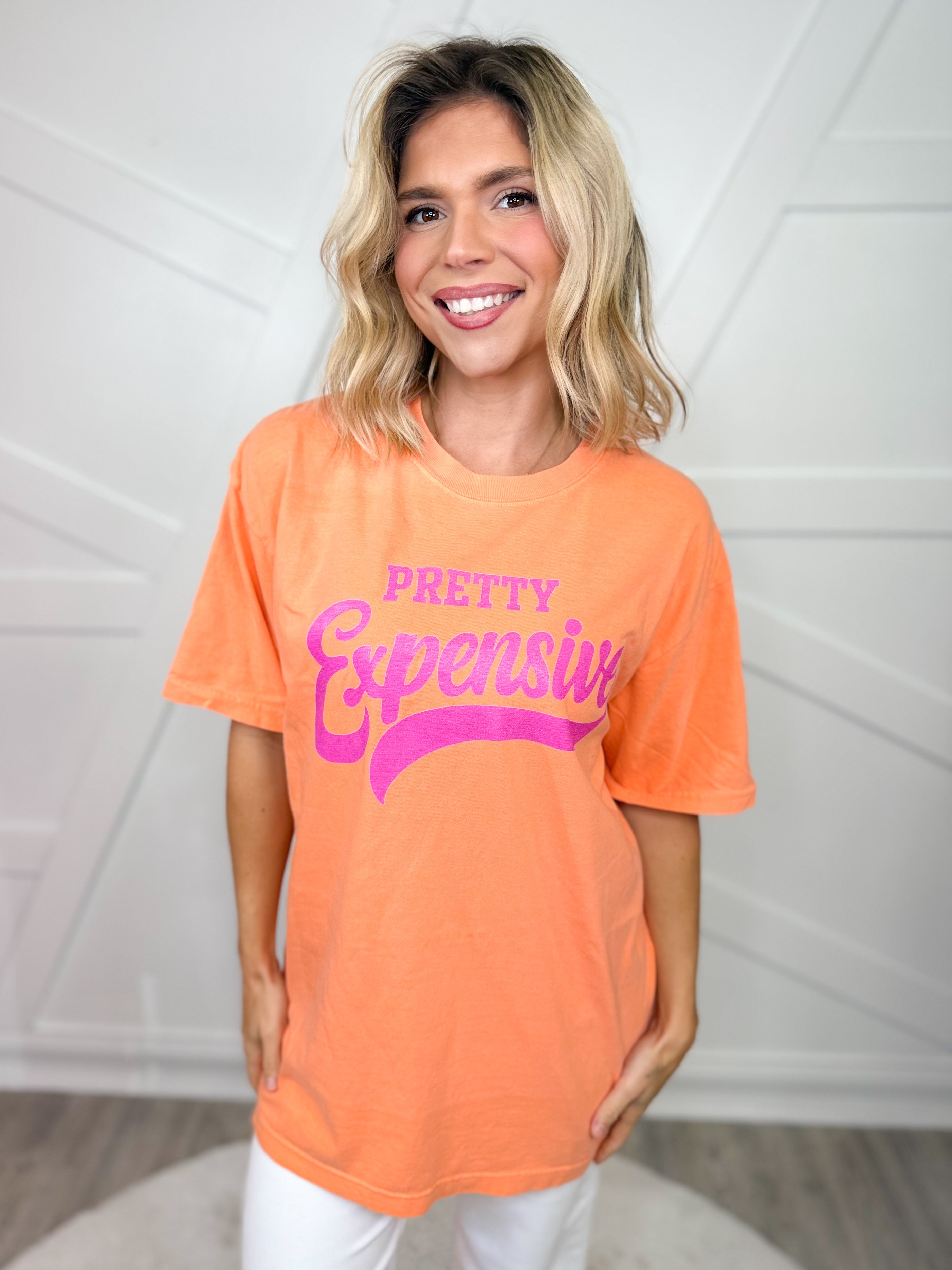 Pretty Expensive Graphic Tee - Melon-130 Graphic Tees-Heathered Boho-Heathered Boho Boutique, Women's Fashion and Accessories in Palmetto, FL