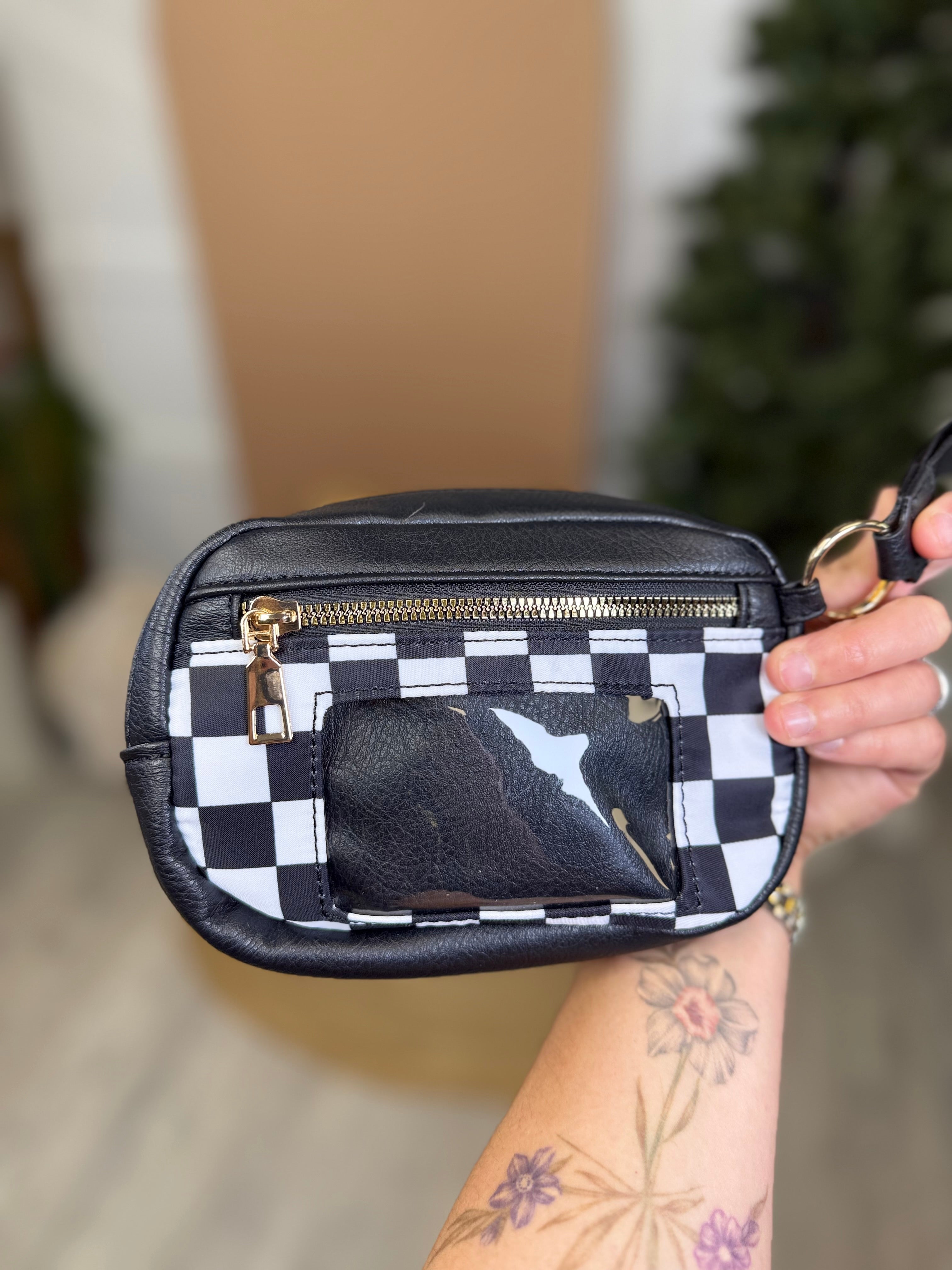 Checkered Vibes Everyday Wristlet-320 Bags-Heathered Boho-Heathered Boho Boutique, Women's Fashion and Accessories in Palmetto, FL