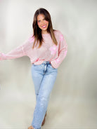 Blushing Bloom Sweater-125 Sweater-Adora-Heathered Boho Boutique, Women's Fashion and Accessories in Palmetto, FL