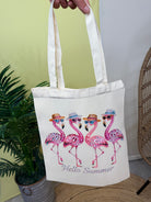 🦩 Hello Summer Flamingo Tote-Heathered Boho-Heathered Boho Boutique, Women's Fashion and Accessories in Palmetto, FL