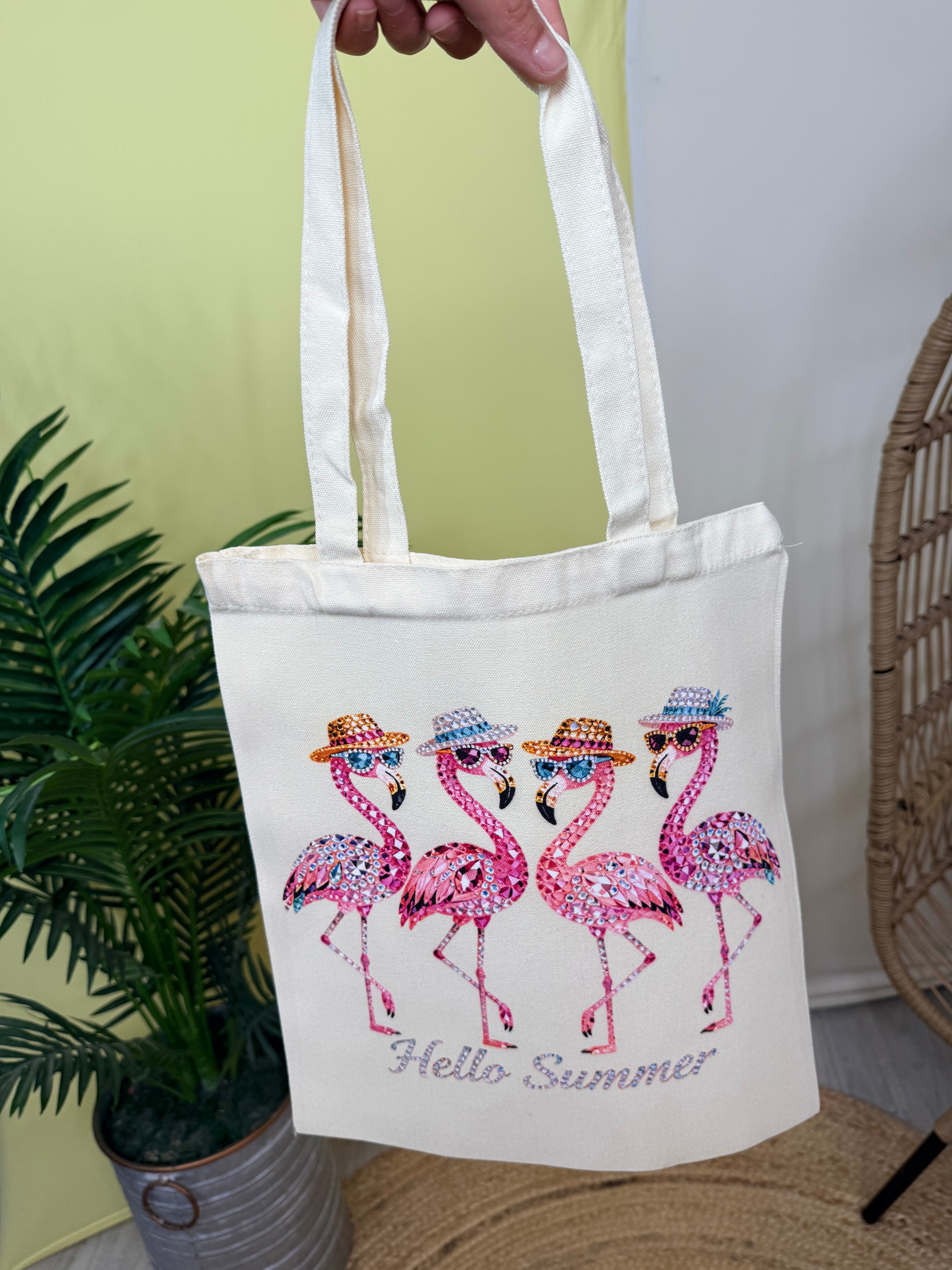 🦩 Hello Summer Flamingo Tote-Heathered Boho-Heathered Boho Boutique, Women's Fashion and Accessories in Palmetto, FL