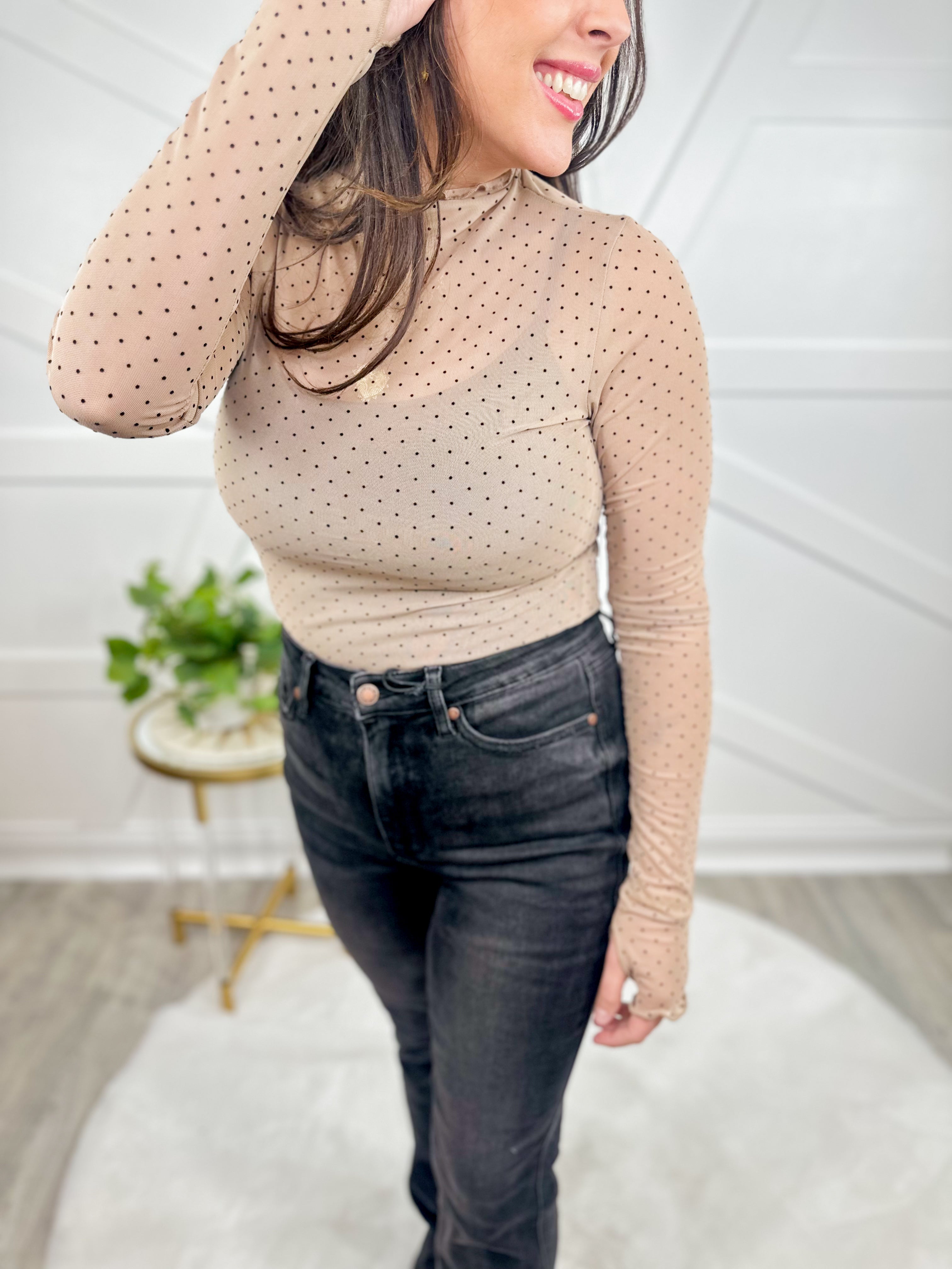 Smitten Mesh Top-120 Long Sleeve Tops-Sweet Generis-Heathered Boho Boutique, Women's Fashion and Accessories in Palmetto, FL