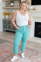 Bridgette High Rise Garment Dyed Slim Jeans in Aquamarine-Jeans-Ave Shops-Heathered Boho Boutique, Women's Fashion and Accessories in Palmetto, FL