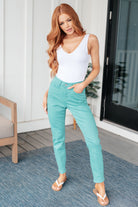 Bridgette High Rise Garment Dyed Slim Jeans in Aquamarine-Jeans-Ave Shops-Heathered Boho Boutique, Women's Fashion and Accessories in Palmetto, FL