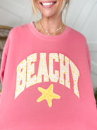 Beachy Graphic Sweatshirt-120 LONG SLEEVE TOPS-Heathered Boho-Heathered Boho Boutique, Women's Fashion and Accessories in Palmetto, FL