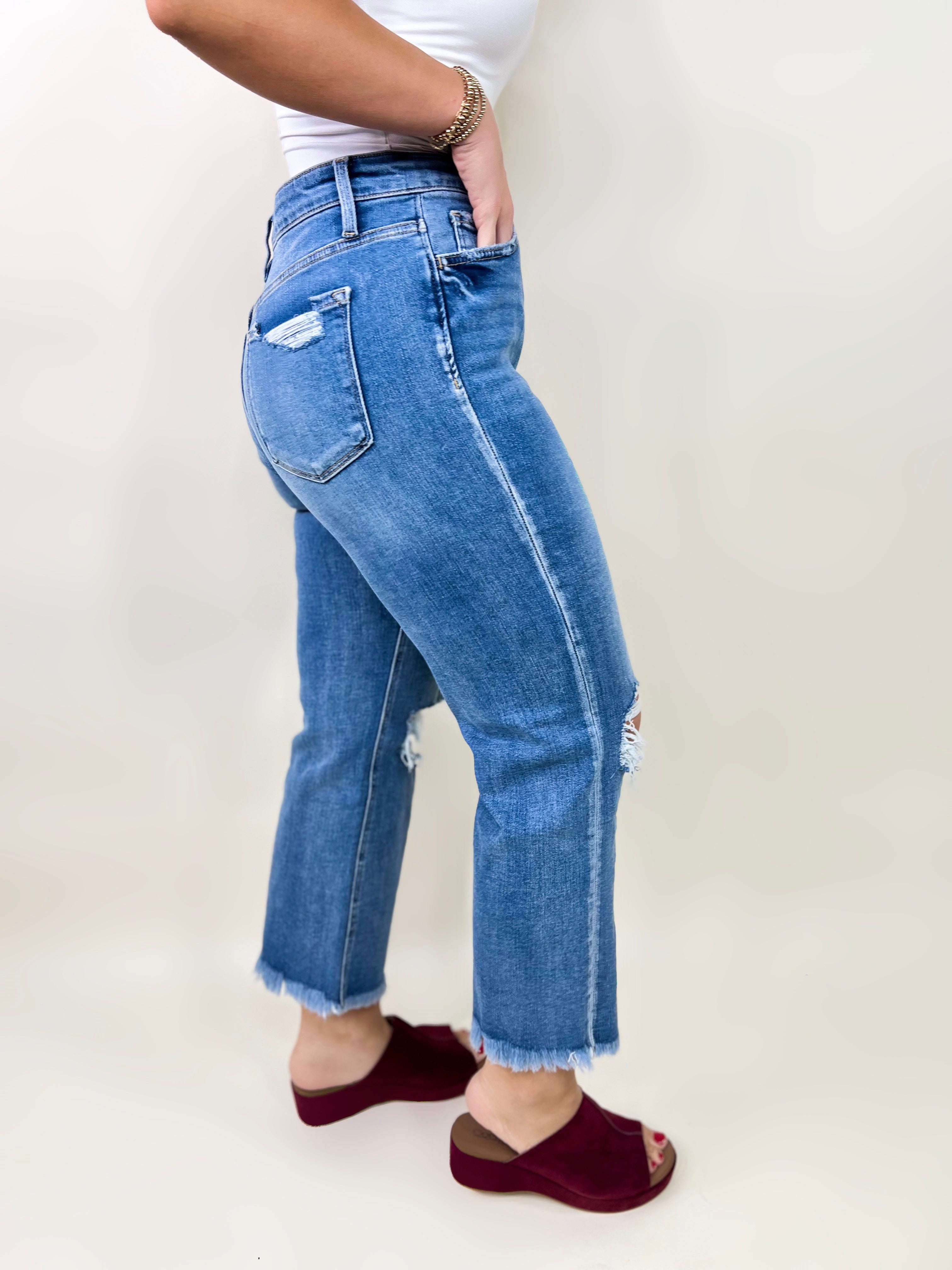 Rosemead Slim Wide Leg Crop Jean by Lovervet-190 Jeans-Vervet-Heathered Boho Boutique, Women's Fashion and Accessories in Palmetto, FL