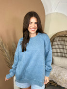 Restock: Picked Just for You Pullover-120 LONG SLEEVE TOPS-ZENANA-Heathered Boho Boutique, Women's Fashion and Accessories in Palmetto, FL