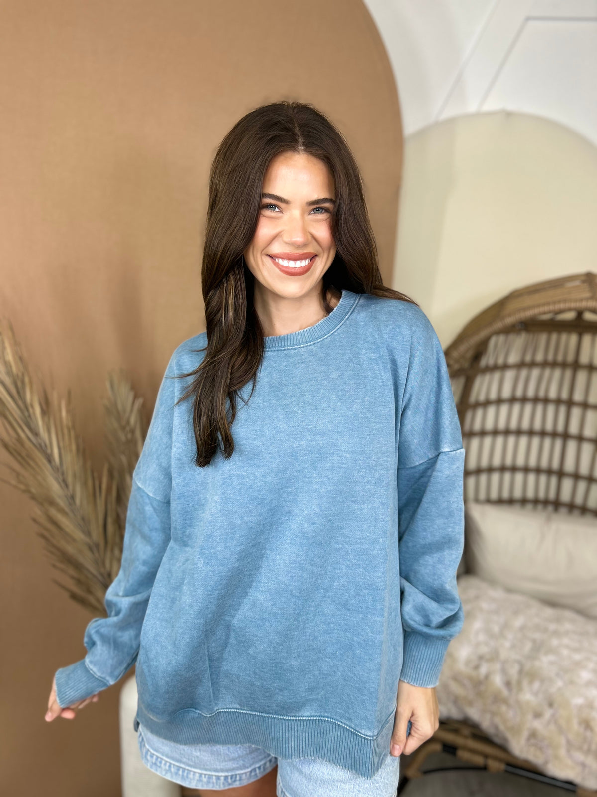 Restock: Picked Just for You Pullover-120 LONG SLEEVE TOPS-ZENANA-Heathered Boho Boutique, Women's Fashion and Accessories in Palmetto, FL