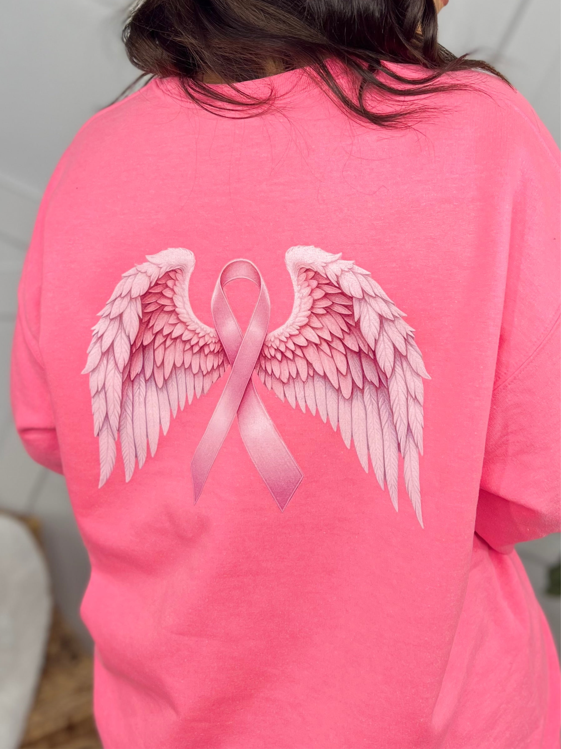 BCA Angel Wings Graphic Sweatshirt - Safety Pink-125 Sweater-Heathered Boho-Heathered Boho Boutique, Women's Fashion and Accessories in Palmetto, FL