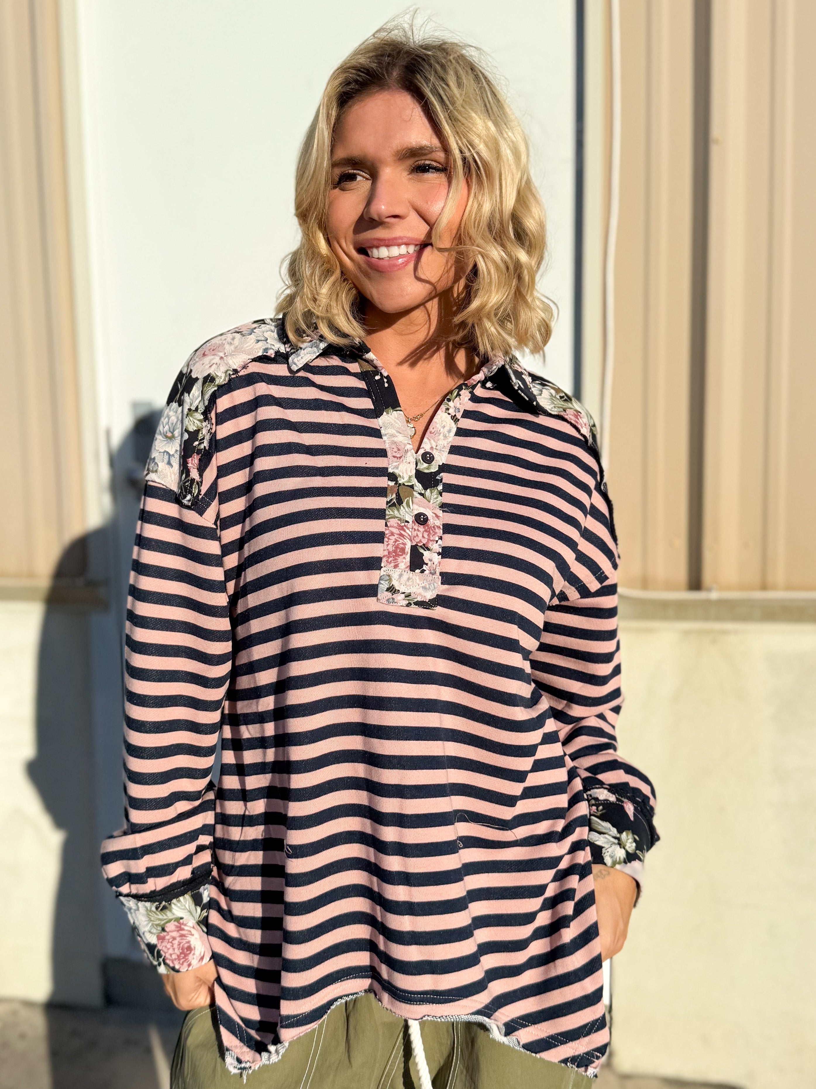 Cottage Cozy Top-120 Long Sleeve Tops-Davi & Dani-Heathered Boho Boutique, Women's Fashion and Accessories in Palmetto, FL