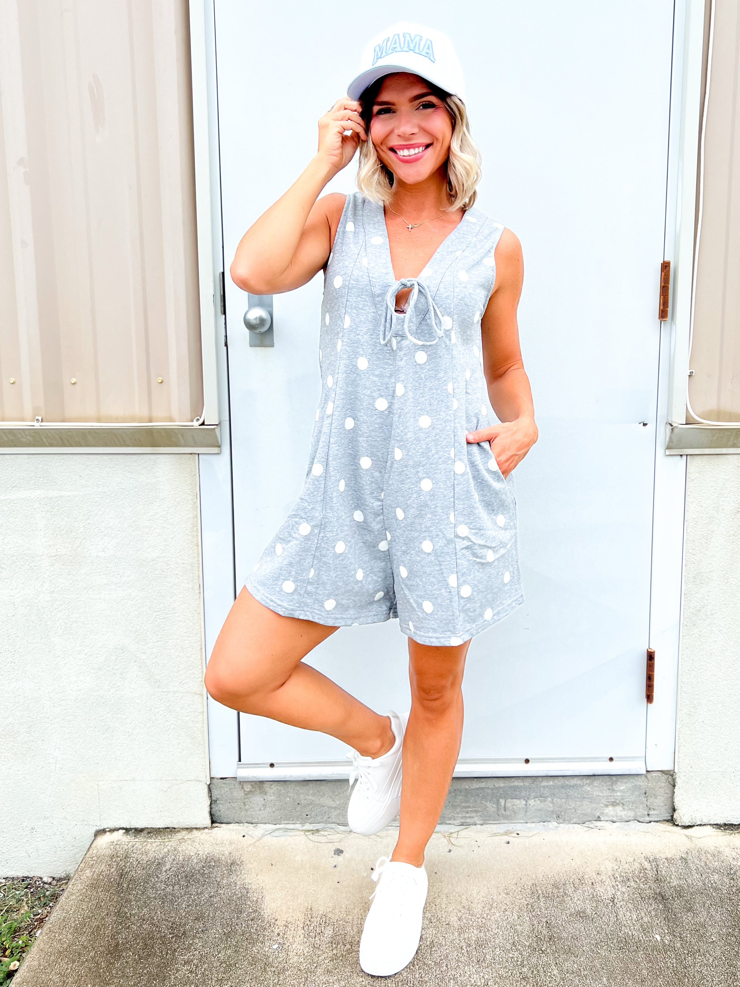 The Sweet Spot Romper-230 DRESSES/JUMPSUITS/ROMPERS-POLAGRAM-Heathered Boho Boutique, Women's Fashion and Accessories in Palmetto, FL