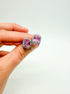 Square Crystal Pink Stud Earring-310 Jewelry-NIHAO JEWELRY-Heathered Boho Boutique, Women's Fashion and Accessories in Palmetto, FL