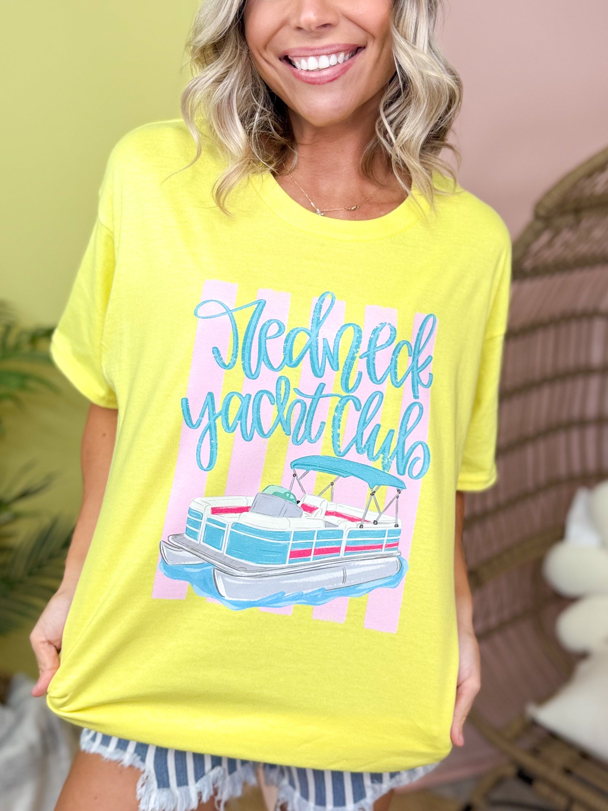 Redneck Yacht Club Graphic Tee-130 Graphic Tees-Heathered Boho-Heathered Boho Boutique, Women's Fashion and Accessories in Palmetto, FL