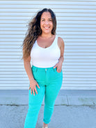 Bridgette High Rise Garment Dyed Slim Jeans in Aquamarine-Jeans-Ave Shops-Heathered Boho Boutique, Women's Fashion and Accessories in Palmetto, FL