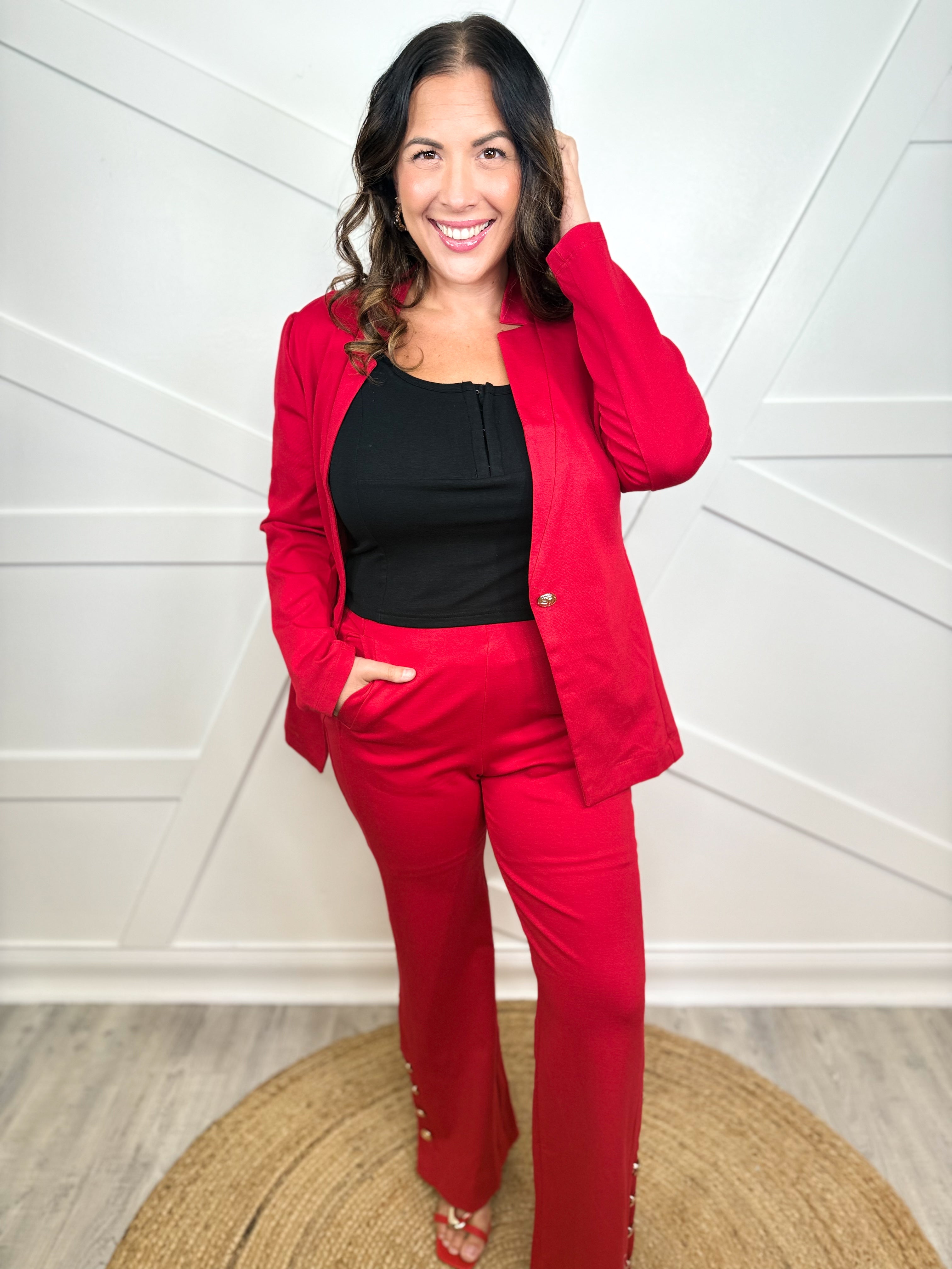 Executive Jacket - Red-200 JACKETS/SHACKETS-DEAR SCARLETT-Heathered Boho Boutique, Women's Fashion and Accessories in Palmetto, FL