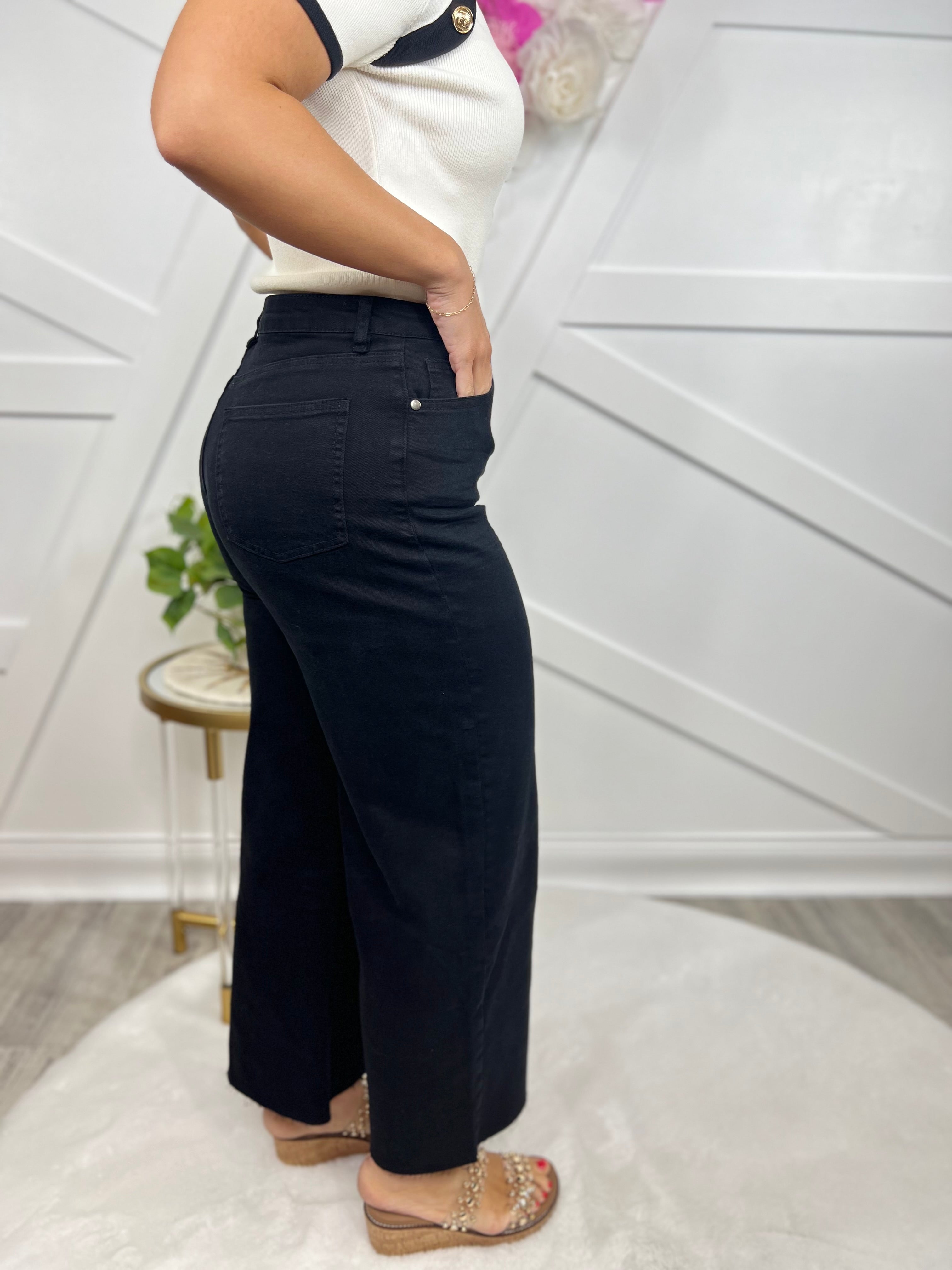 Good to Go Wide Leg Pants - Black-150 PANTS-Easel-Heathered Boho Boutique, Women's Fashion and Accessories in Palmetto, FL