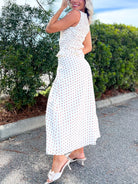 The Dotty Darling Midi Skirt-170 SKORTS/SKIRTS-POLAGRAM-Heathered Boho Boutique, Women's Fashion and Accessories in Palmetto, FL