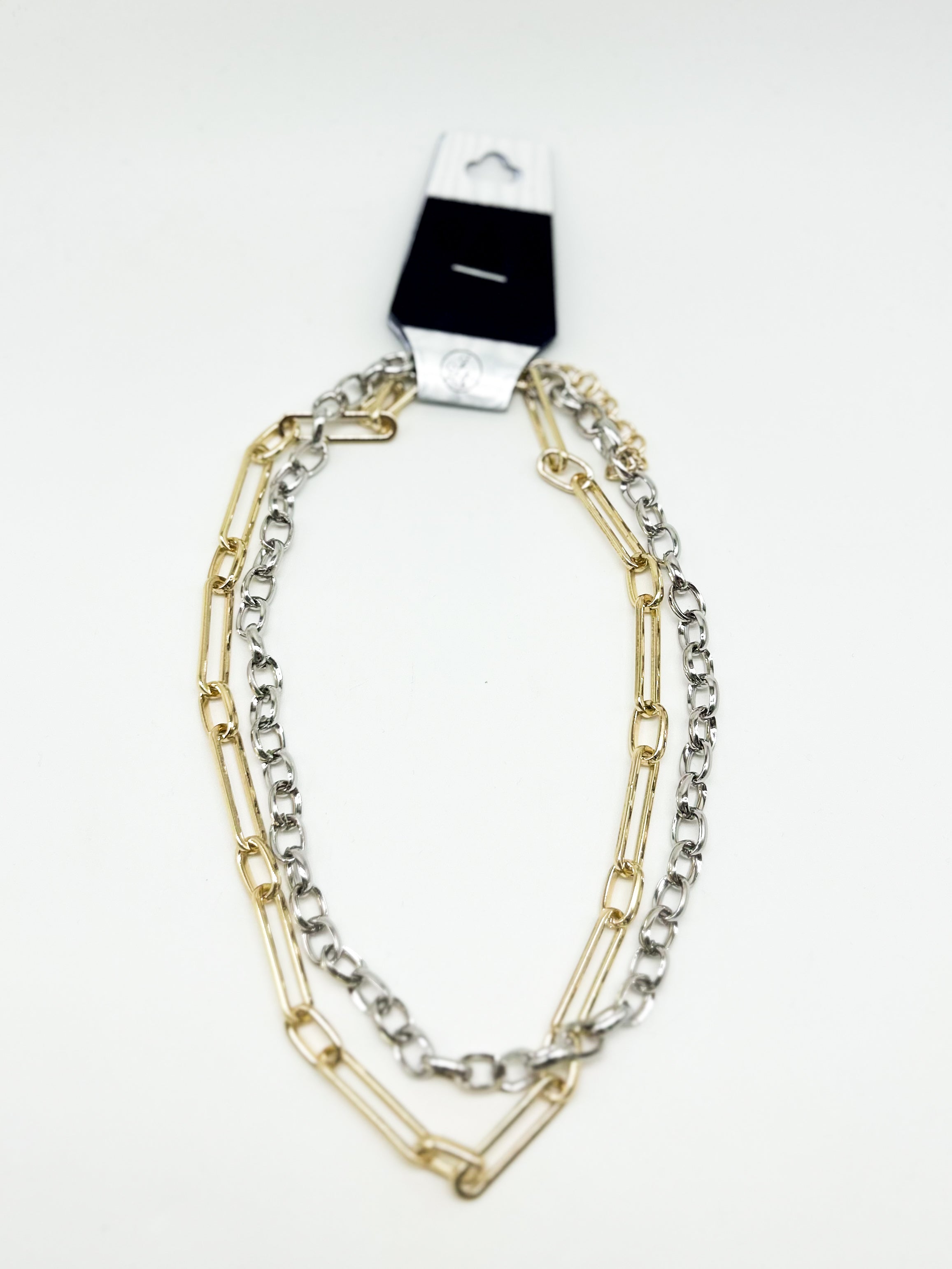 Double Chain Link Layered Necklace-310 Jewelry-JOSEPH ANTHONY NY, INC.-Heathered Boho Boutique, Women's Fashion and Accessories in Palmetto, FL