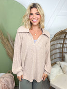 Restock: Clear My Schedule Long Sleeve Top-120 Long Sleeve Tops-White Birch-Heathered Boho Boutique, Women's Fashion and Accessories in Palmetto, FL