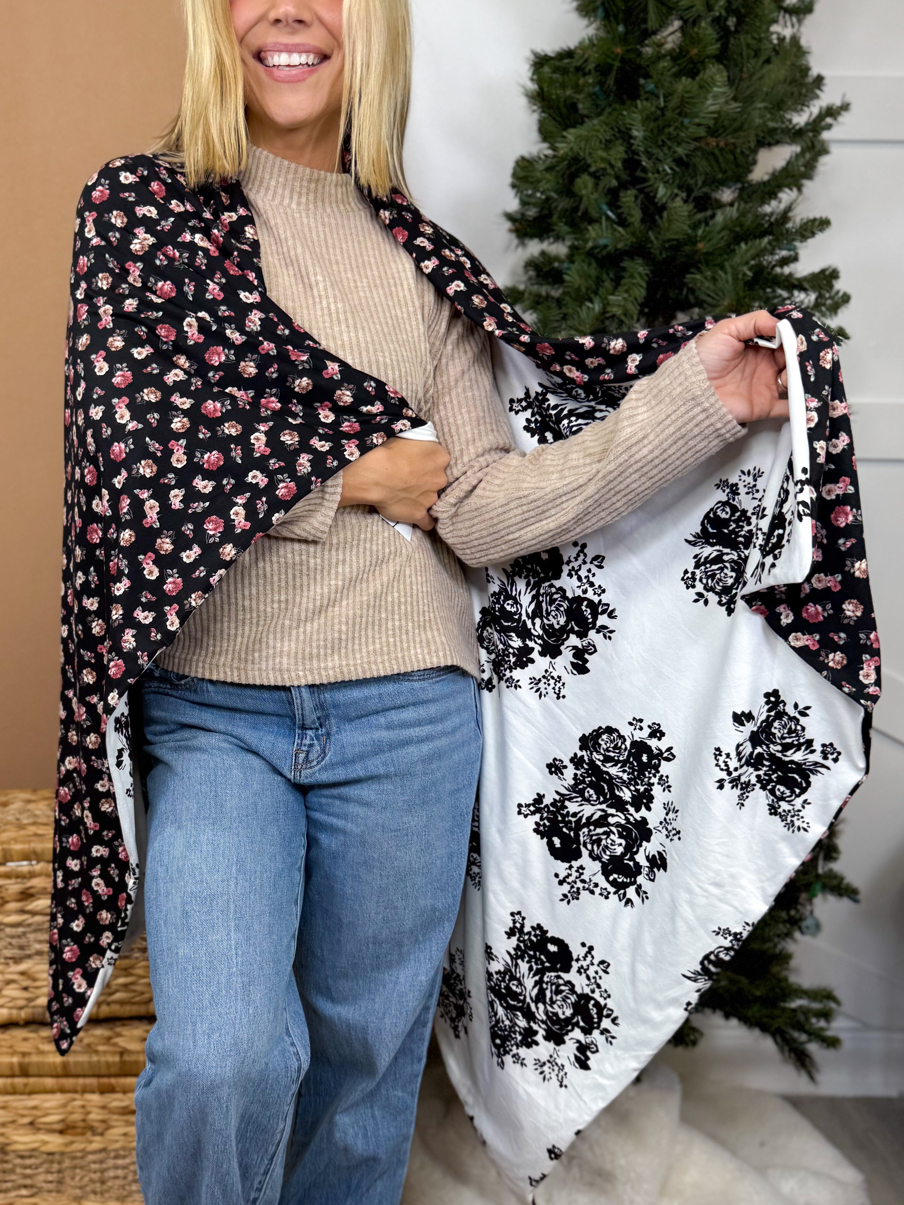 Shadow Bloom Cozy Blanket-340 Other Accessories-Heathered Boho-Heathered Boho Boutique, Women's Fashion and Accessories in Palmetto, FL