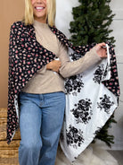 Shadow Bloom Cozy Blanket-340 Other Accessories-Heathered Boho-Heathered Boho Boutique, Women's Fashion and Accessories in Palmetto, FL