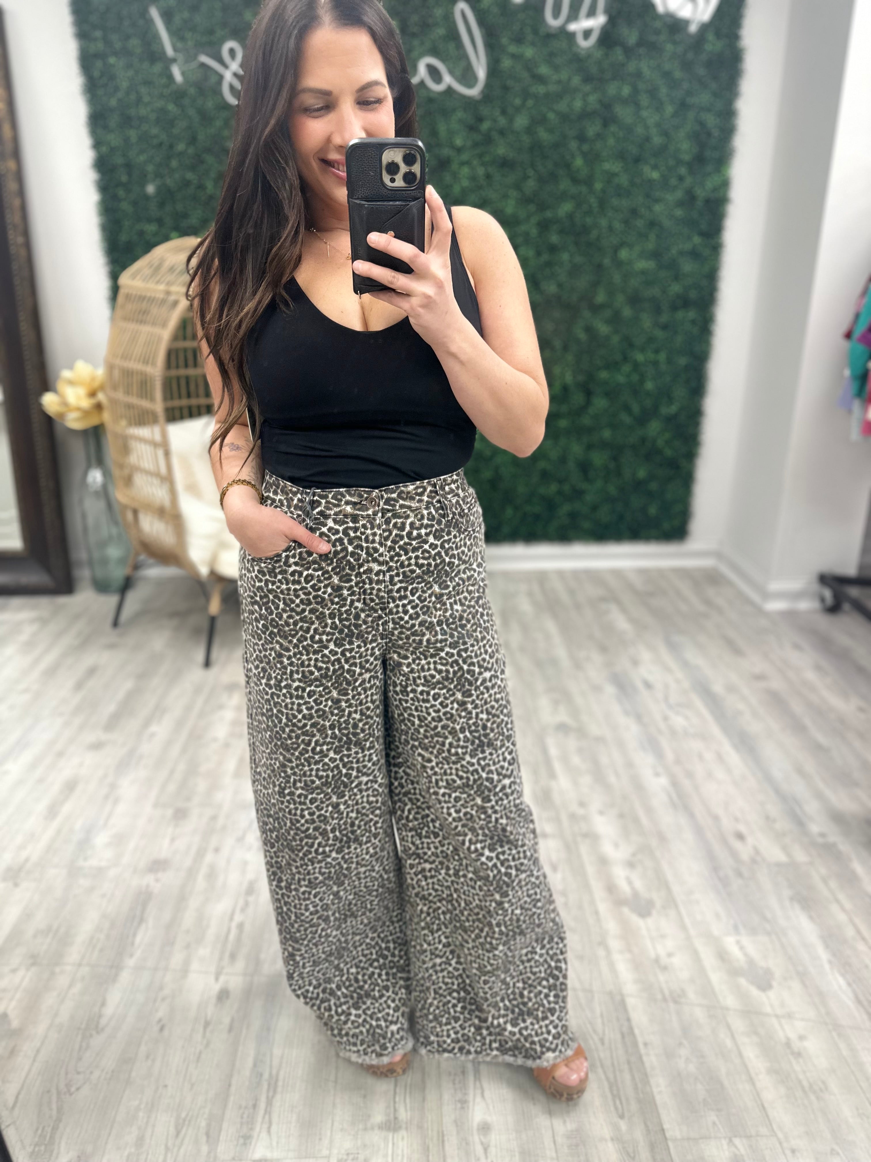 RESTOCK : Wild Woman Wide Leg Tummy Control Jeans-190 Jeans-Special A-Heathered Boho Boutique, Women's Fashion and Accessories in Palmetto, FL