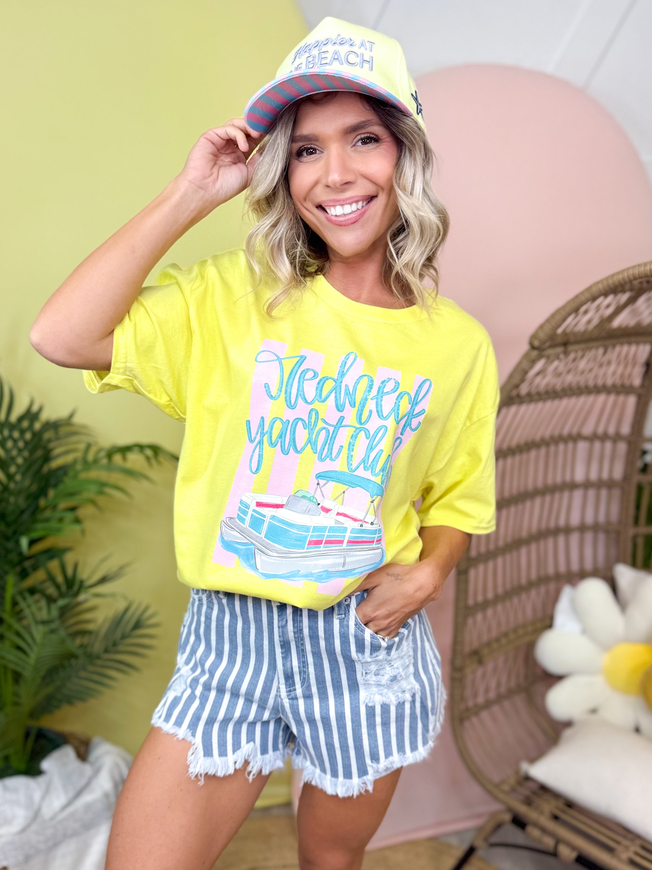 Happier at the Beach Hat by Heathered Boho-330 Headwear-Heathered Boho-Heathered Boho Boutique, Women's Fashion and Accessories in Palmetto, FL