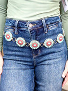 Western Turquoise Concho Disc Chain Belt-340 Other Accessories-Fame Accessories-Heathered Boho Boutique, Women's Fashion and Accessories in Palmetto, FL