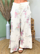 Wildflower Waffle Wide Leg Pants-150 PANTS-EASEL-Heathered Boho Boutique, Women's Fashion and Accessories in Palmetto, FL