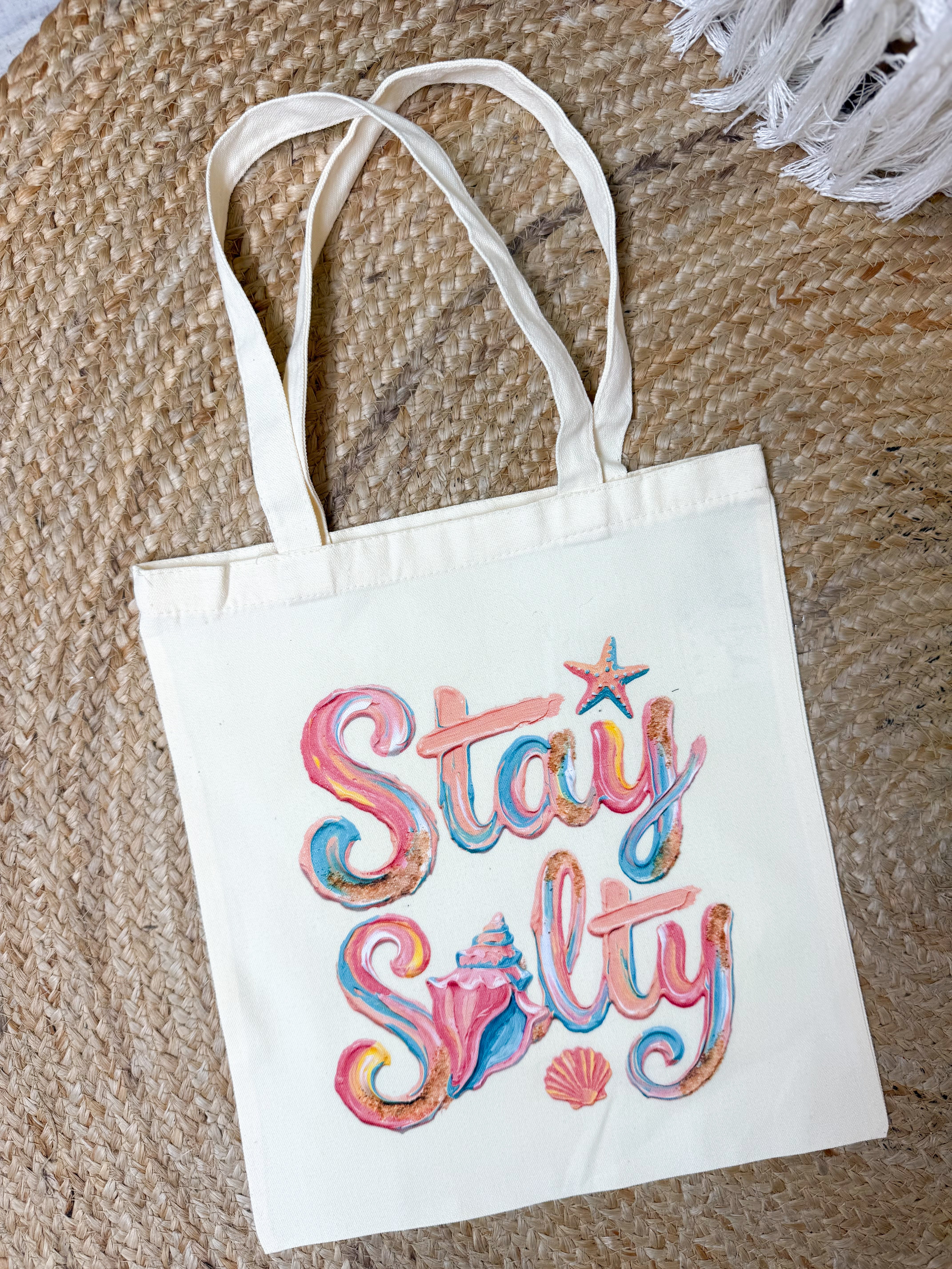 Stay Salty Brushstroke Graphic Tote-320 Bags-Heathered Boho-Heathered Boho Boutique, Women's Fashion and Accessories in Palmetto, FL