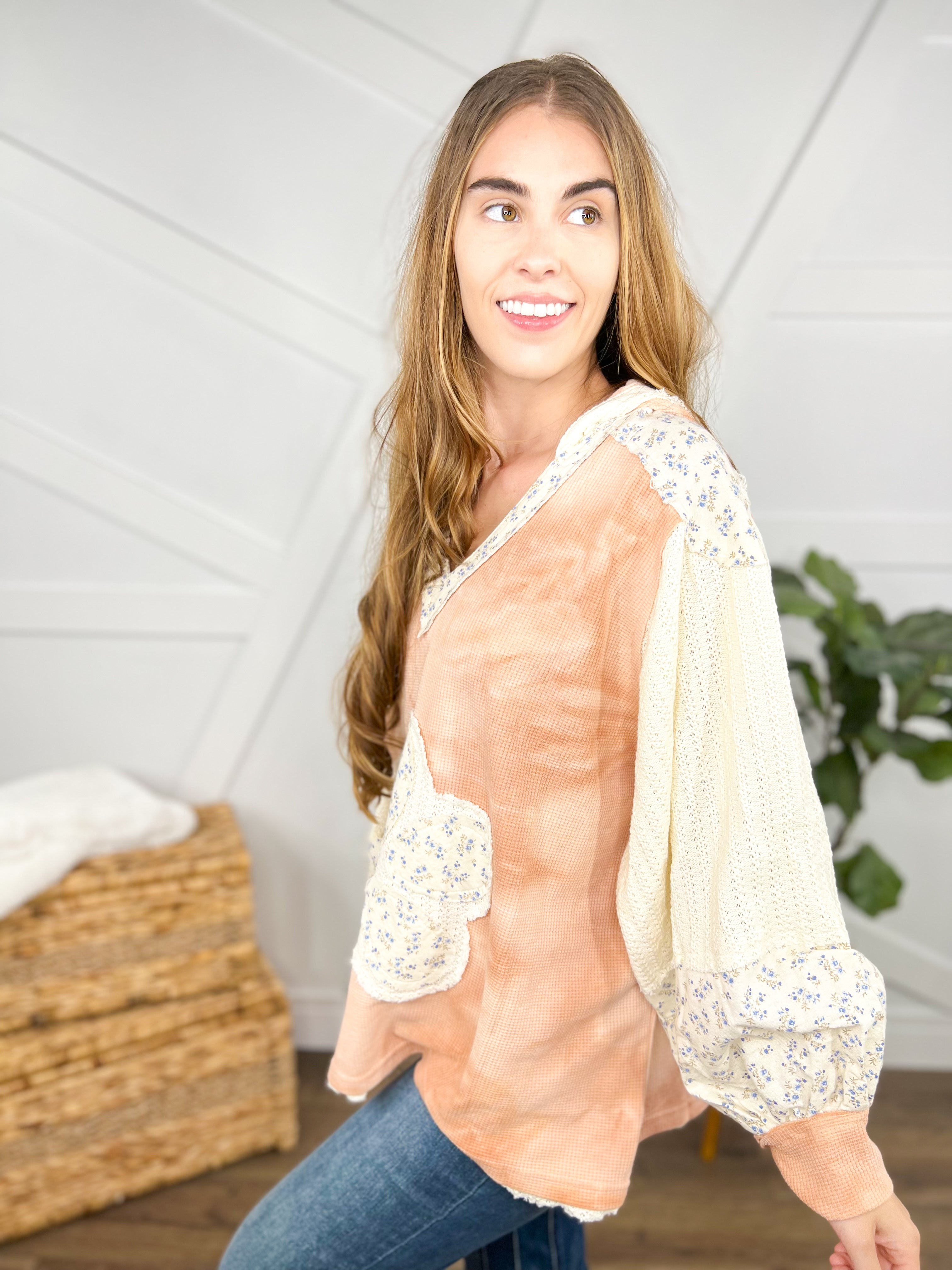 Floral Retreat Top-120 Long Sleeve Tops-Pol-Heathered Boho Boutique, Women's Fashion and Accessories in Palmetto, FL