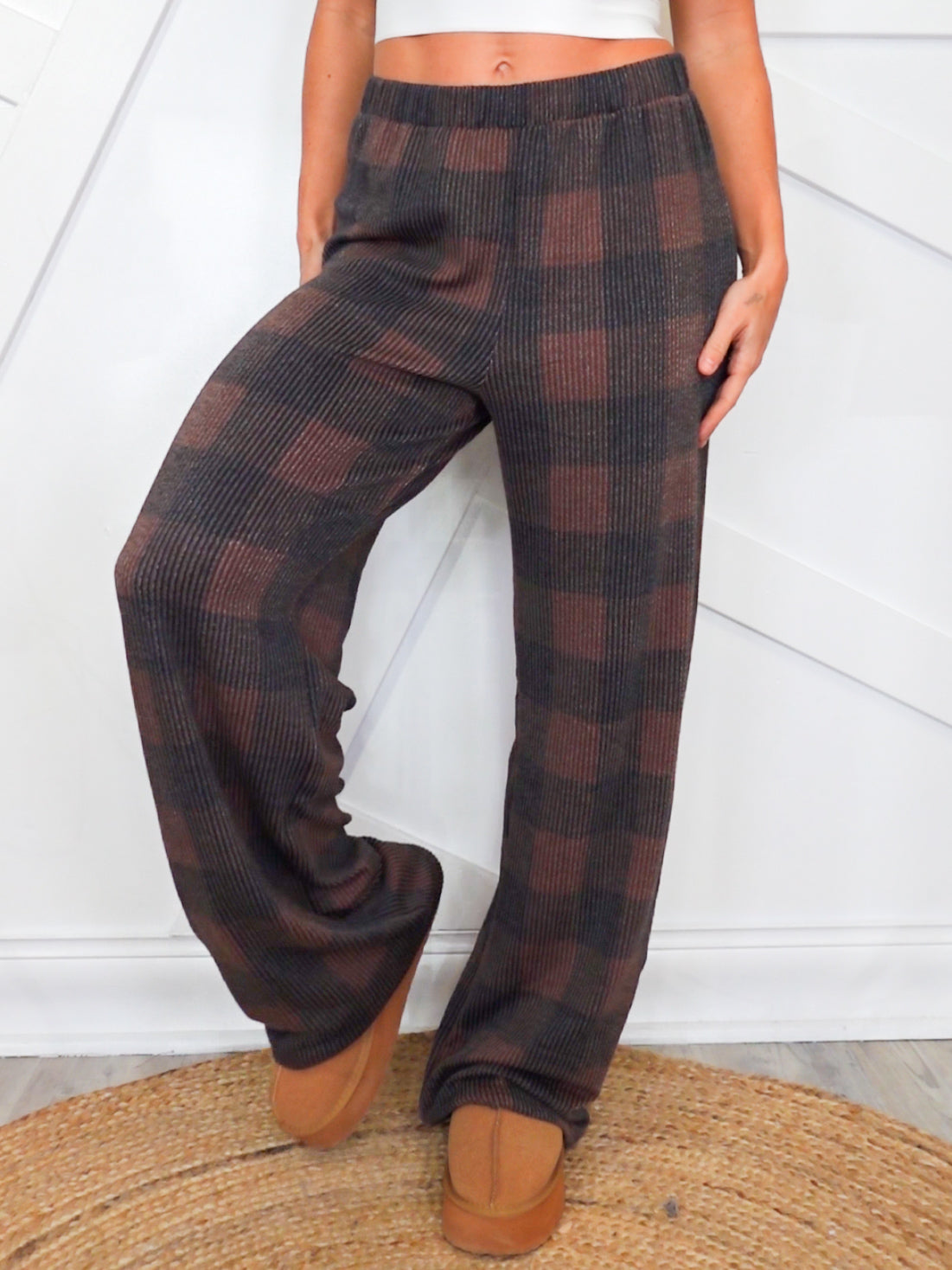 Pinterest Perfect Pants - Chocolate Checkered-150 PANTS-Heathered Boho-Heathered Boho Boutique, Women's Fashion and Accessories in Palmetto, FL