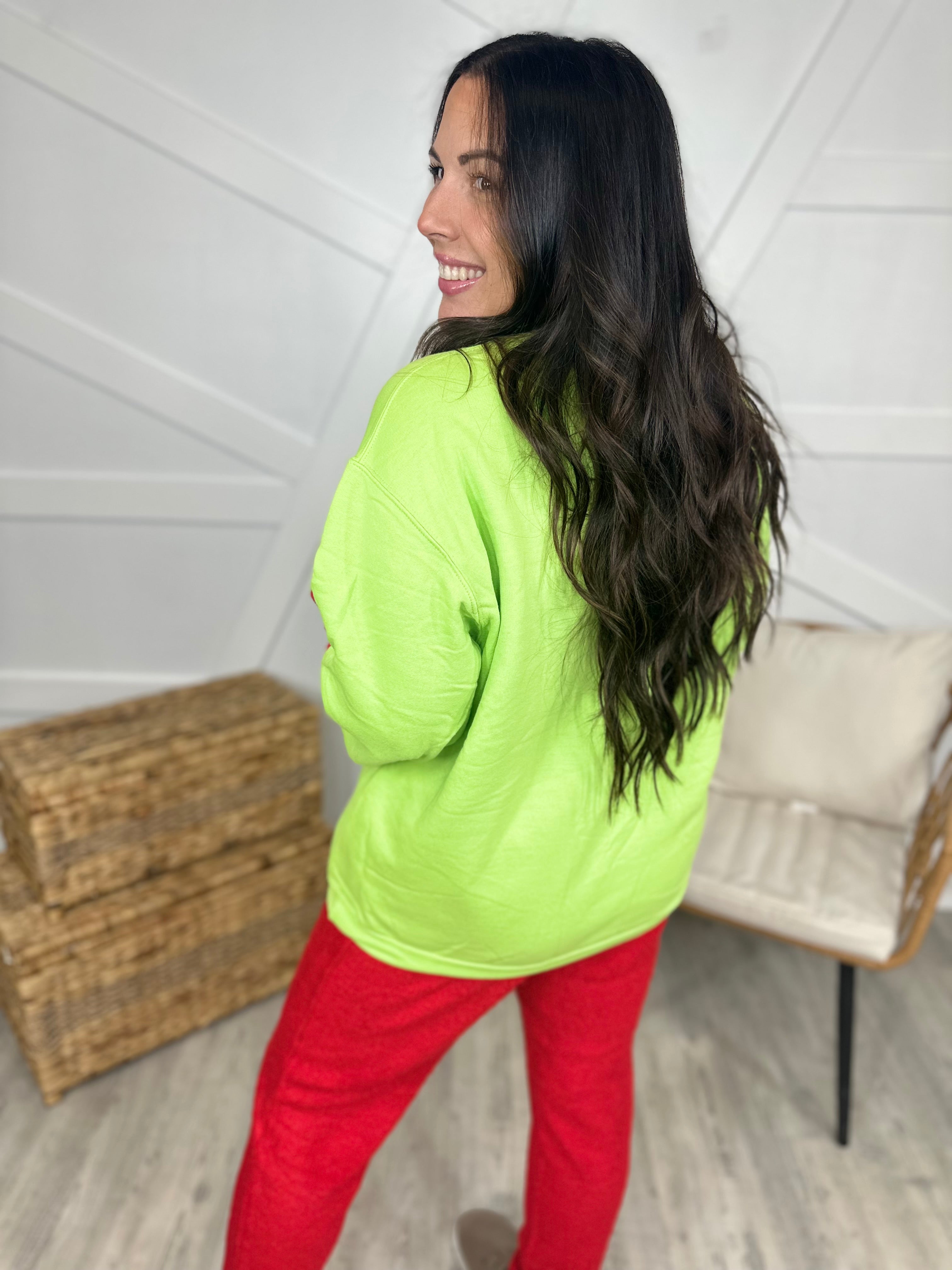 You're a Mean One Sweatshirt-130 Graphic Tees-Southern Bliss-Heathered Boho Boutique, Women's Fashion and Accessories in Palmetto, FL