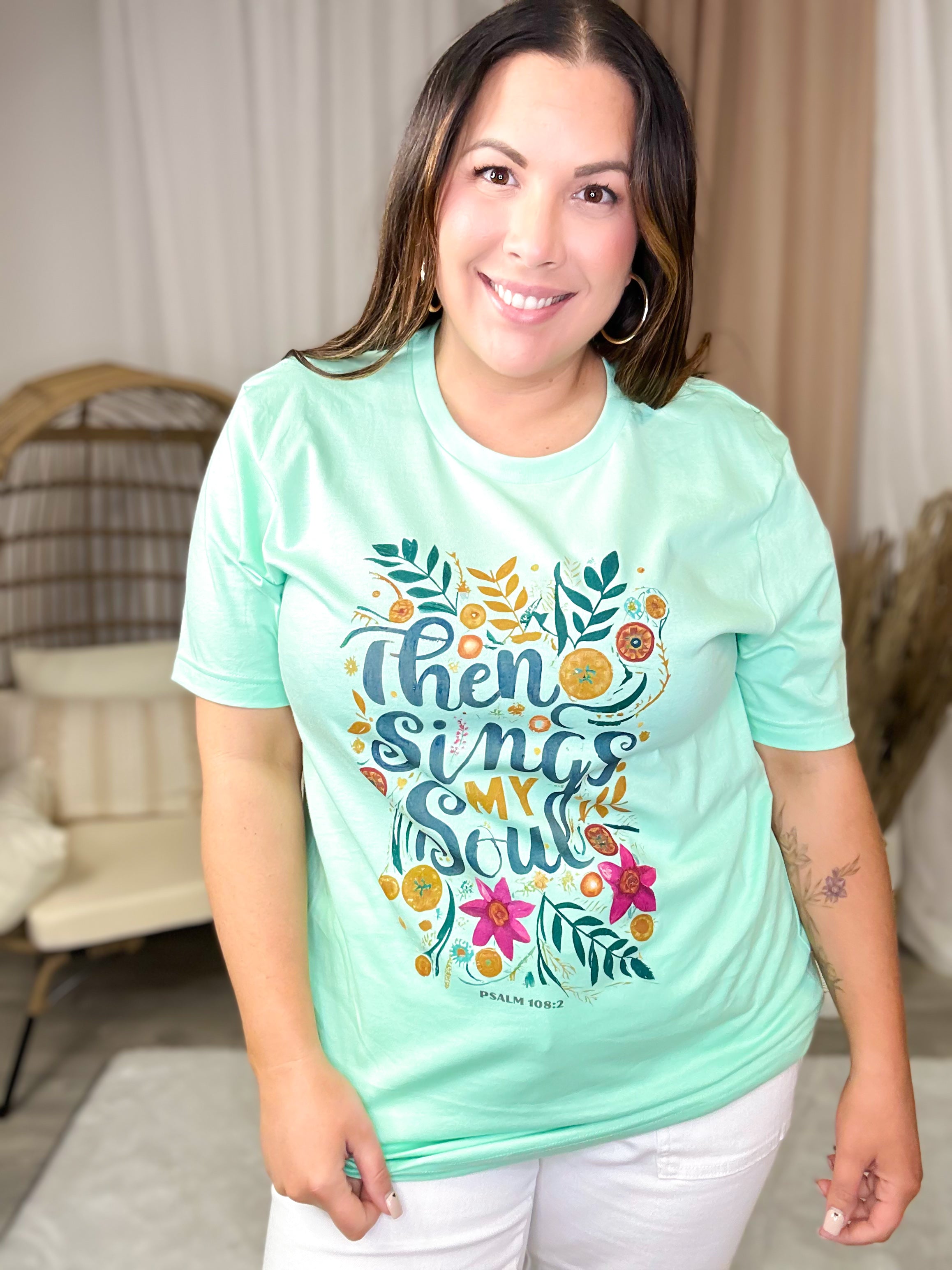 Sings My Soul Graphic Tee-130 Graphic Tees-Heathered Boho-Heathered Boho Boutique, Women's Fashion and Accessories in Palmetto, FL