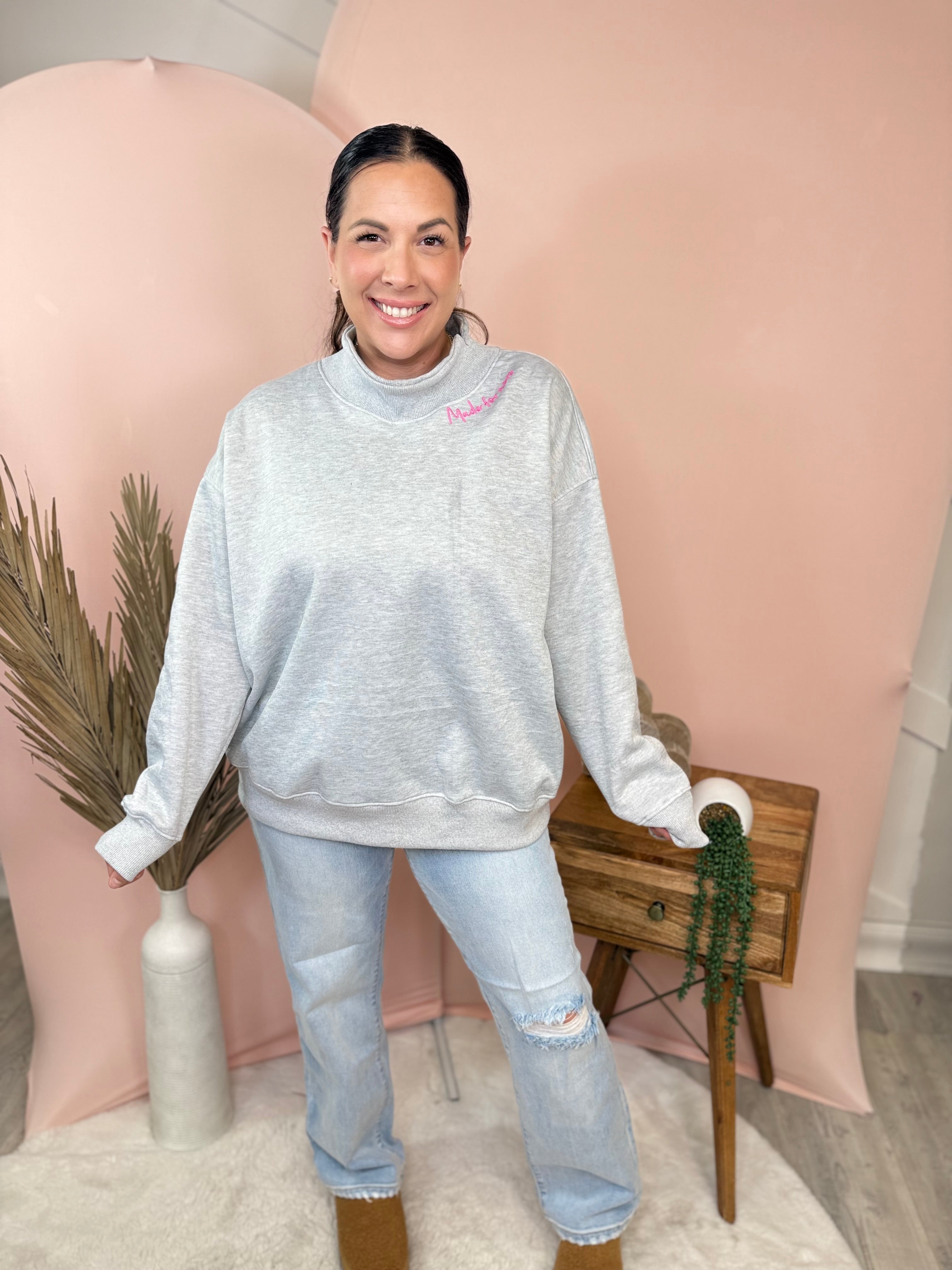 Made for More Cloud Embroidered Sweatshirt-125 Sweater-Heathered Boho-Heathered Boho Boutique, Women's Fashion and Accessories in Palmetto, FL
