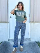 Leopard Personality Reversible Barrel Jeans by Saige-190 JEANS-SAIGE DENIM-Heathered Boho Boutique, Women's Fashion and Accessories in Palmetto, FL