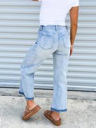 Geometric Woman Cropped Wide Leg Jeans by Risen-190 JEANS-RISEN-Heathered Boho Boutique, Women's Fashion and Accessories in Palmetto, FL