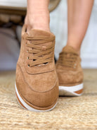 Jay Walking Sneakers - Tobacco Faux Suede-350 Shoes-Corkys-Heathered Boho Boutique, Women's Fashion and Accessories in Palmetto, FL
