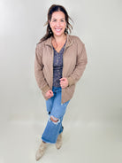 Way Home Zip Up Jacket-200 Jackets/Shackets-Heimish-Heathered Boho Boutique, Women's Fashion and Accessories in Palmetto, FL