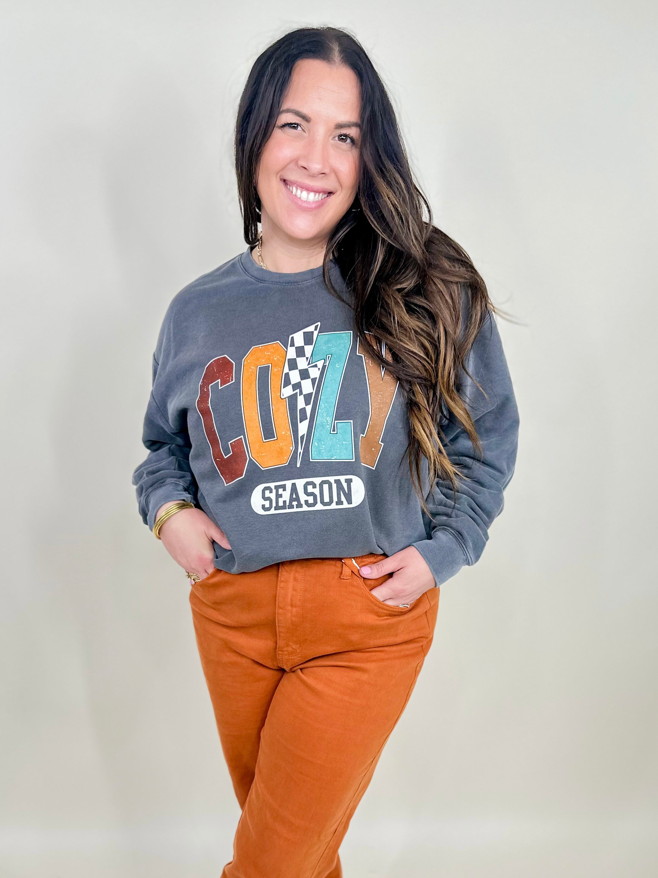 Cozy Season Sweatshirt-125 Sweater-Heathered Boho-Heathered Boho Boutique, Women's Fashion and Accessories in Palmetto, FL