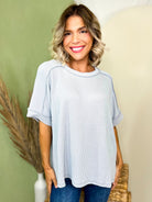 Simply Unfinished Ribbed Top-110 SHORT SLEEVE TOP-ZENANA-Heathered Boho Boutique, Women's Fashion and Accessories in Palmetto, FL