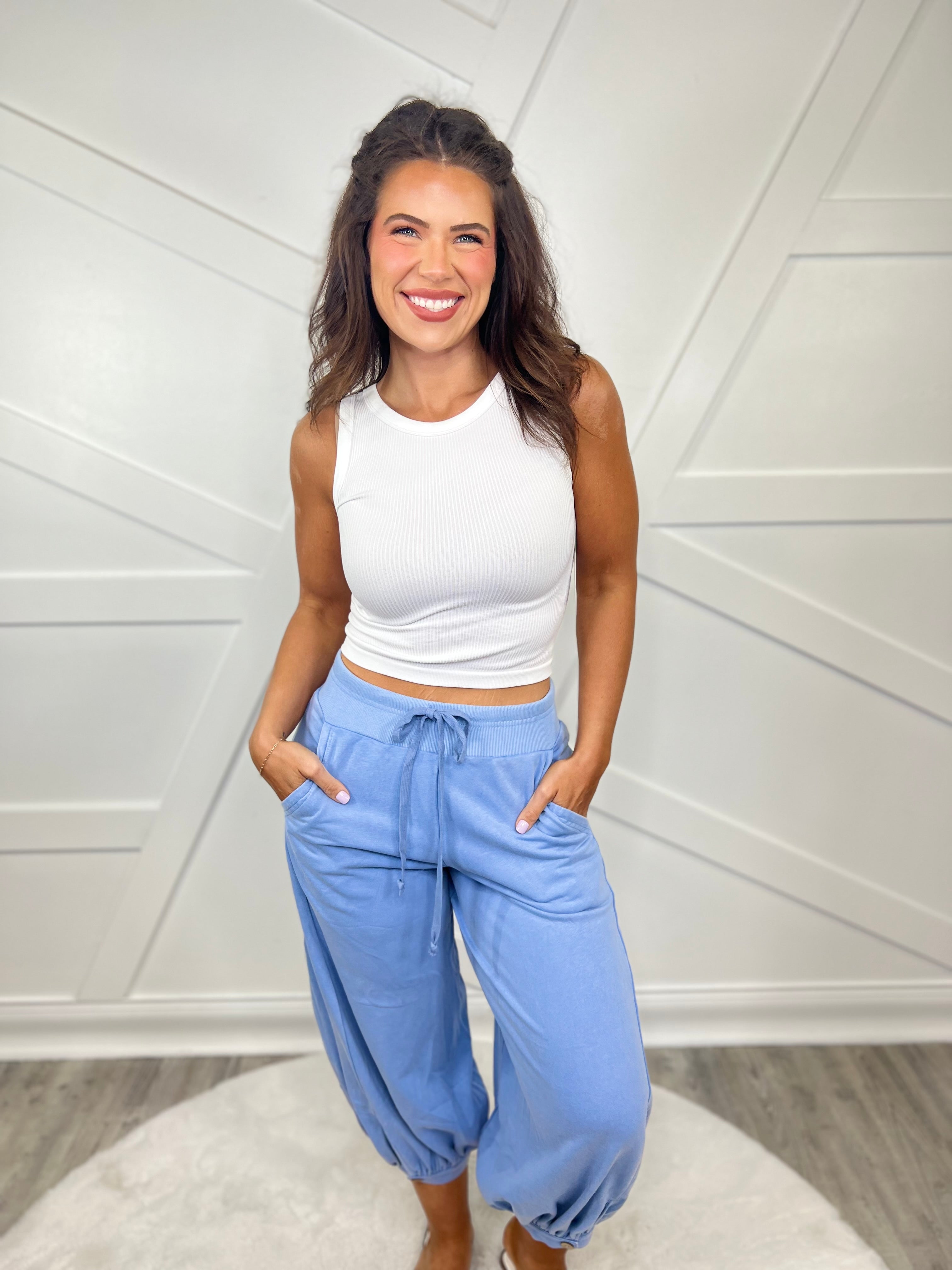 Restock: To the Sky Capri Bubble Pants-150 PANTS-Oddi-Heathered Boho Boutique, Women's Fashion and Accessories in Palmetto, FL